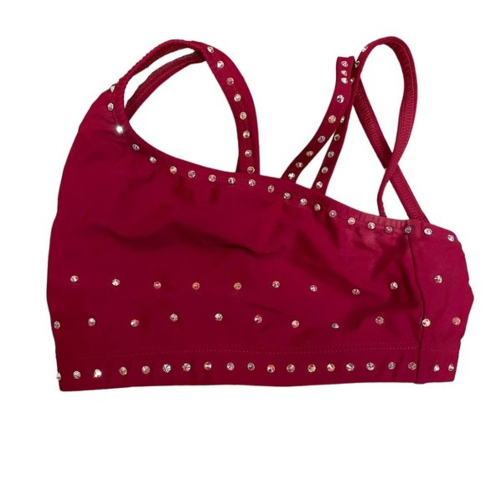 Double Platinum Dance Costume Red Set Girls, Custom Bedazzled Like New Condition - Picture 3 of 8